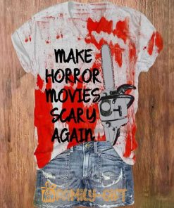 Horror Movie Quote Women’s T Shirt Scary Chainsaw Design Tee