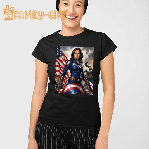 Kamala Harris Captain America Parody T-Shirt – Funny Political Superhero Tee