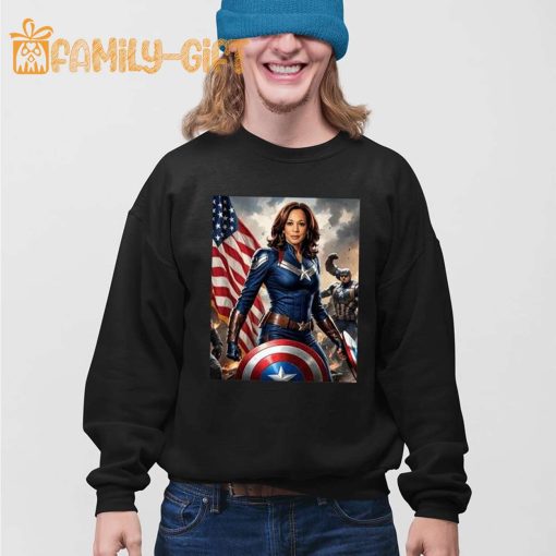 Kamala Harris Captain America Parody T-Shirt – Funny Political Superhero Tee