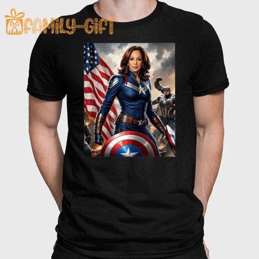 Kamala Harris Captain America Parody T-Shirt – Funny Political Superhero Tee