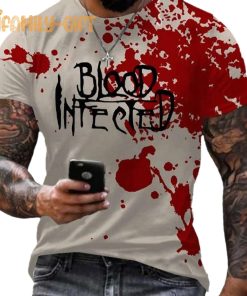 Men's Halloween T Shirt Blood Print Short Sleeve Tee 1