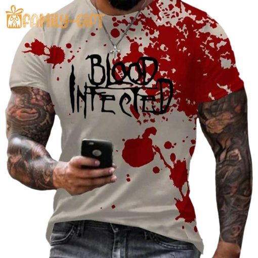 Men’s Halloween T-Shirt – Blood Print Short Sleeve Tee