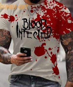 Men's Halloween T Shirt Blood Print Short Sleeve Tee