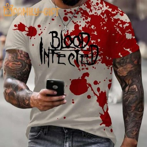 Men’s Halloween T-Shirt – Blood Print Short Sleeve Tee