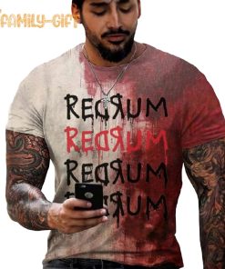 Men’s Redrum Halloween T-Shirt – Bloody Print Casual Horror Tee