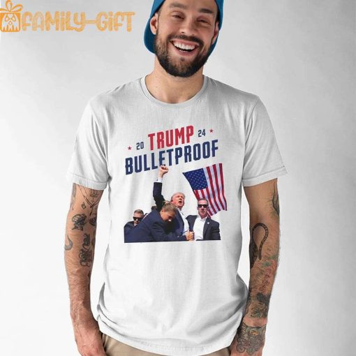 Trump 2024 Bulletproof T-Shirt – Bold Shooting Rally Political Apparel