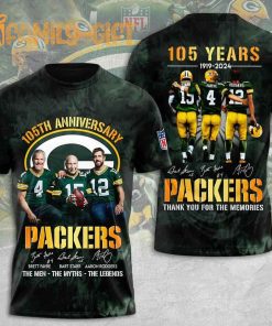 105th Anniversary Packers Shirt Brett Favre, Bart Starr, Aaron Rodgers Legends Tee