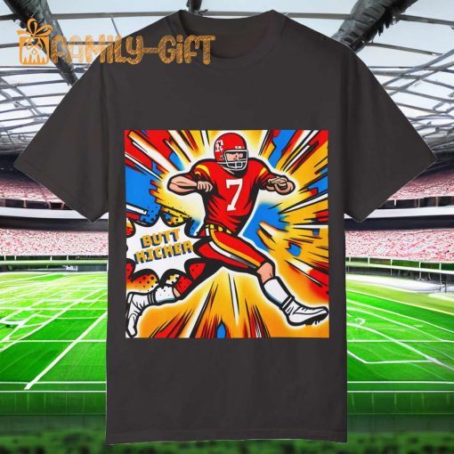 Harrison Butker #7 Comic Superhero Kansas City Chiefs T-Shirt – NFL Fan Apparel