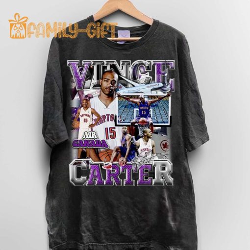 Vintage 90s Vince Carter Graphic T-Shirt – Retro Unisex Basketball Tee for Fans