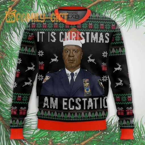 Brooklyn 99 Captain Holt It Is Christmas Ugly Christmas Sweater – Fun Holiday Sweater for Fans