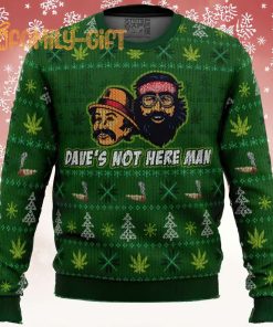 Cheech And Chong Dave’s Not Here Man Ugly Christmas Sweater Fun Cannabis Holiday Sweater 2