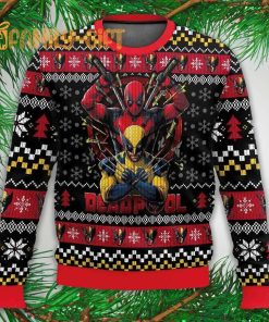 Deadpool X Wolverine Ugly Christmas Sweater Funny Marvel Holiday Jumper