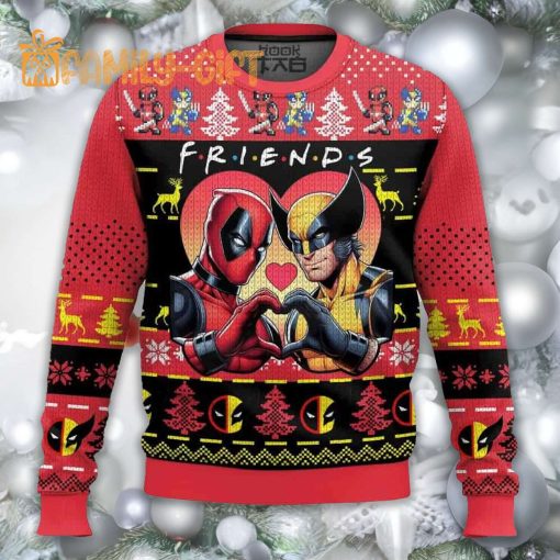 Deadpool and Wolverine Friends Ugly Christmas Sweater – Marvel Heroes Holiday Sweater