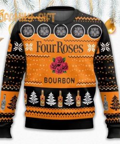 Four Roses Bourbon Ugly Christmas Sweater Whiskey Lover's Holiday Gift