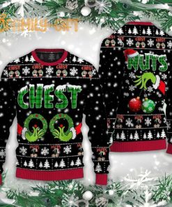 Grinch Chest Nuts Couple Ugly Christmas Sweater Funny Holiday Sweater 1