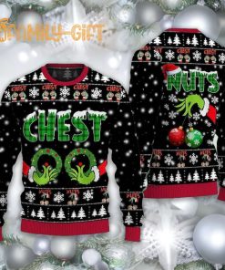 Grinch Chest Nuts Couple Ugly Christmas Sweater – Funny Holiday Sweater