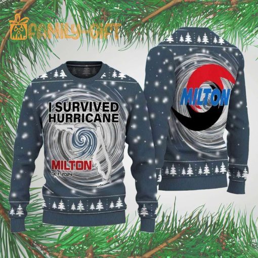 I Survived Hurricane Milton 2024 Ugly Christmas Sweater – Fun and Memorable Holiday Sweater