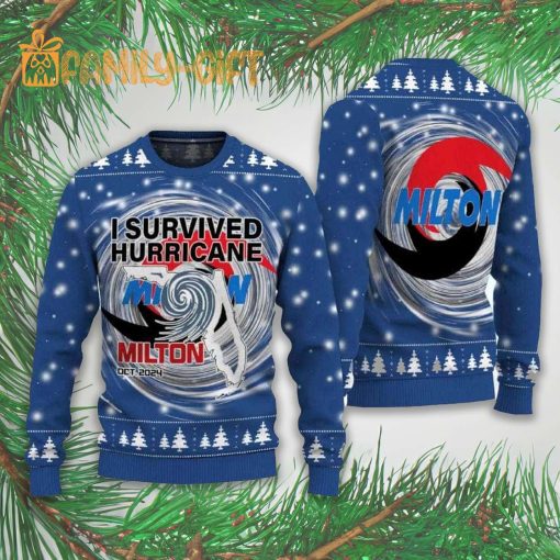 I Survived Hurricane Milton 2024 Ugly Christmas Sweater – Fun and Memorable Holiday Sweater