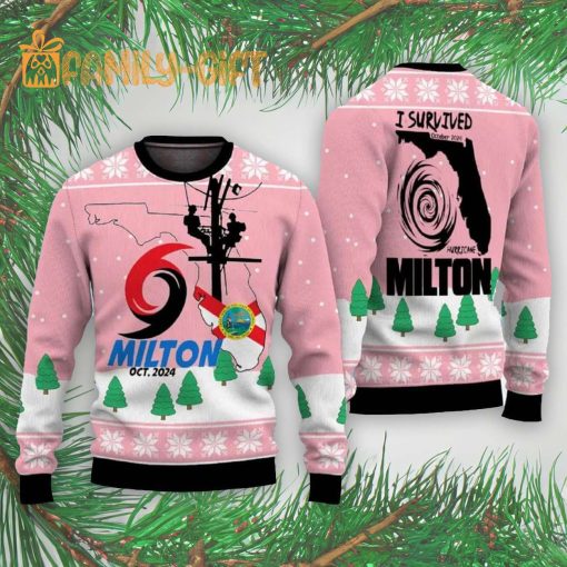 I Survived Hurricane Milton October 2024 Ugly Christmas Sweater – Memorable Holiday Sweater