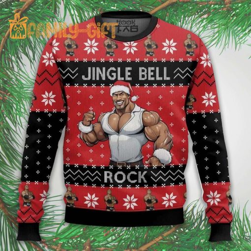 Jingle Bell Rock The Rock Ugly Christmas Sweater – Fun Holiday Sweater for Wrestling Fans