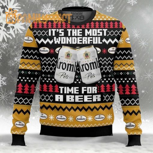 Krombacher It’s the Most Wonderful Time for a Beer Ugly Christmas Sweater – Fun Holiday Beer Lover Sweater