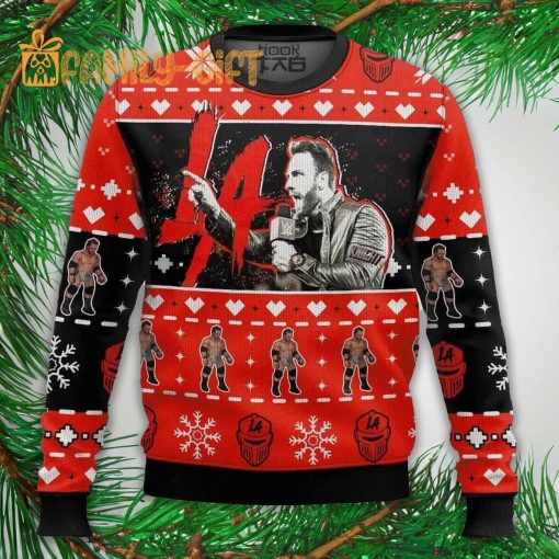 LA Knight WWE Wrestler ugly Christmas sweater – Fun Holiday Wrestling Fan Sweater