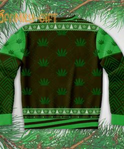 Santa Merry Weedmas Cannabis Ugly Christmas Sweater Fun Holiday Sweater for Weed Lovers 1