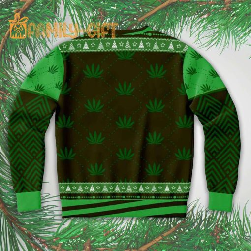 Santa Merry Weedmas Cannabis Ugly Christmas Sweater – Fun Holiday Sweater for Weed Lovers