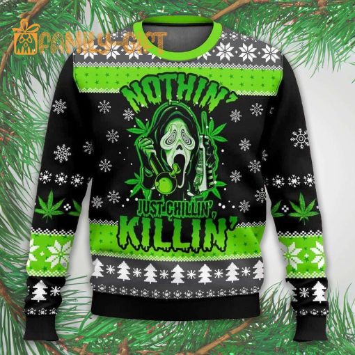 Scream Just Chilling ugly Christmas sweater – Fun Horror-Themed Holiday Sweater