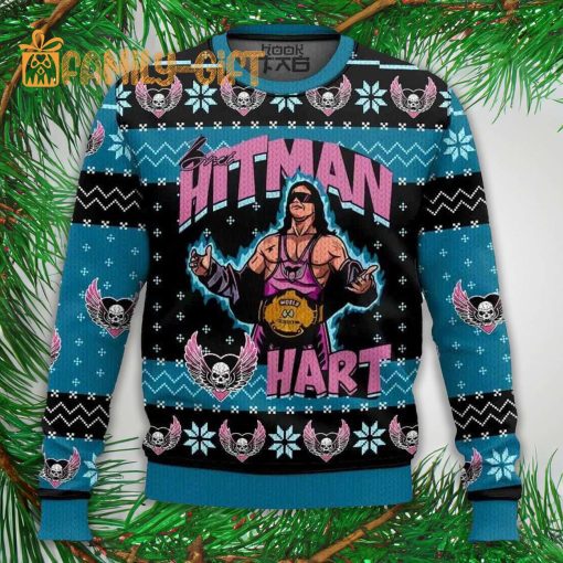 The Hitman Bret Hart Ugly Christmas Sweater – WWE Wrestling Holiday Sweater