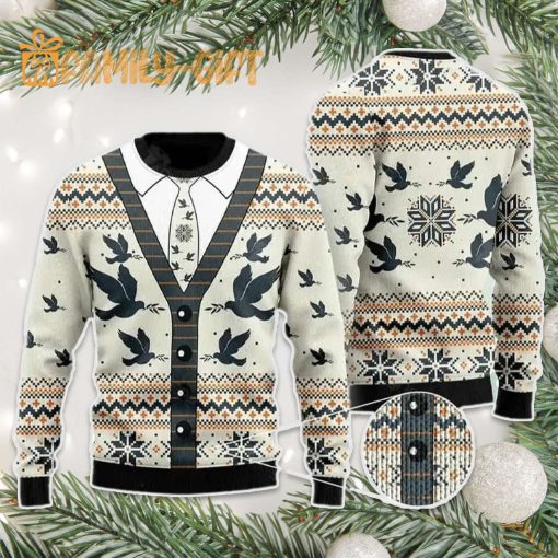 Vintage Flying Pigeon Ugly Christmas Sweater – Classic Cardigan Style