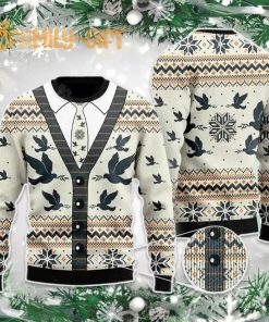 Vintage Flying Pigeon Ugly Christmas Sweater Classic Cardigan Style